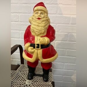 Festive Santa Claus Holiday Decoration 17 inches tall,
1950’s blow mold